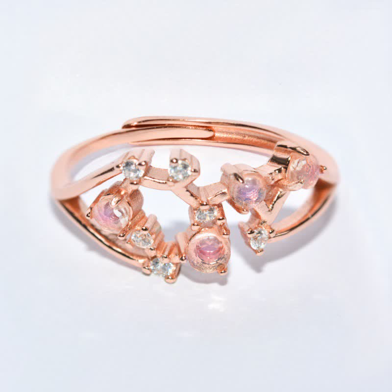 Anello con simbolo zodiacale in pietra di luna naturale Olivenorma