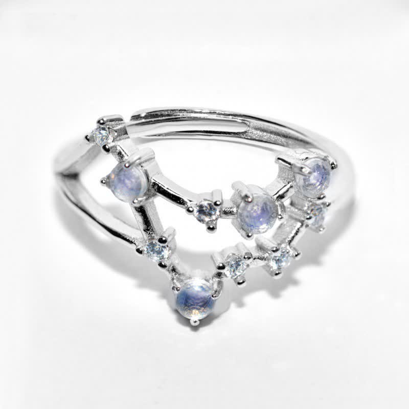 Anello con simbolo zodiacale in pietra di luna naturale Olivenorma