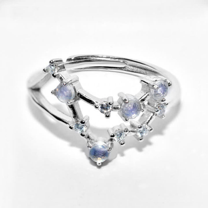 Anello con simbolo zodiacale in pietra di luna naturale Olivenorma