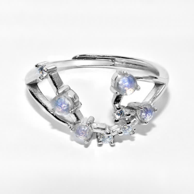 Anello con simbolo zodiacale in pietra di luna naturale Olivenorma