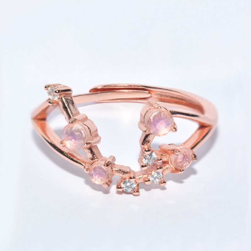 Anello con simbolo zodiacale in pietra di luna naturale Olivenorma