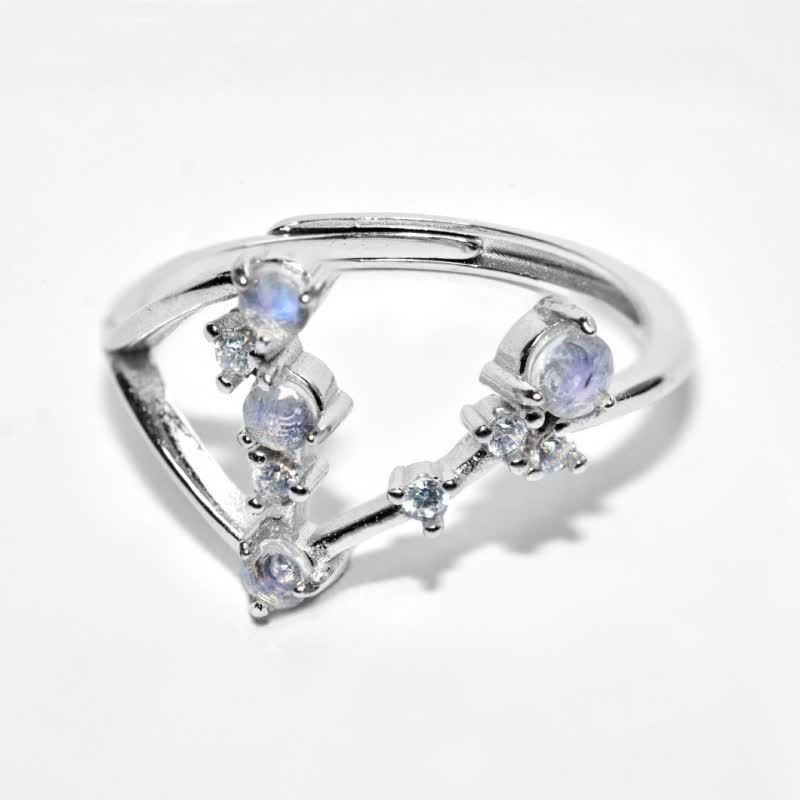 Anello con simbolo zodiacale in pietra di luna naturale Olivenorma