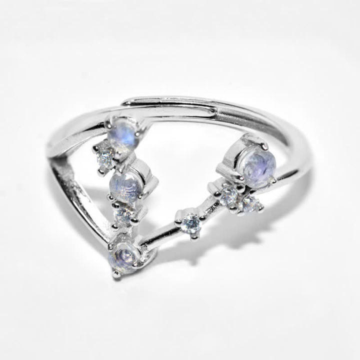 Anello con simbolo zodiacale in pietra di luna naturale Olivenorma