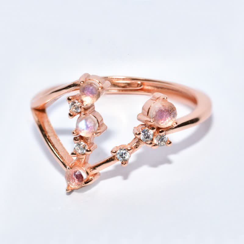 Anello con simbolo zodiacale in pietra di luna naturale Olivenorma