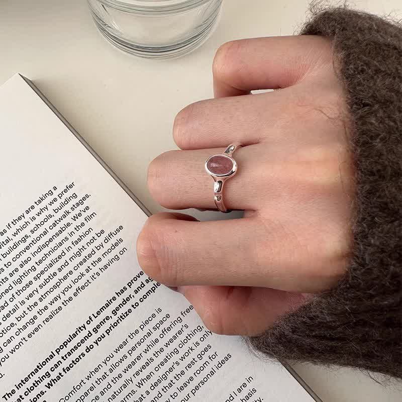 Anello regolabile in quarzo fragola ovale Olivenorma