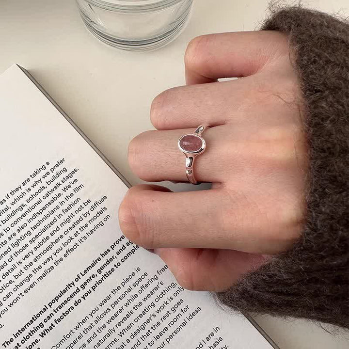 Anello regolabile in quarzo fragola ovale Olivenorma