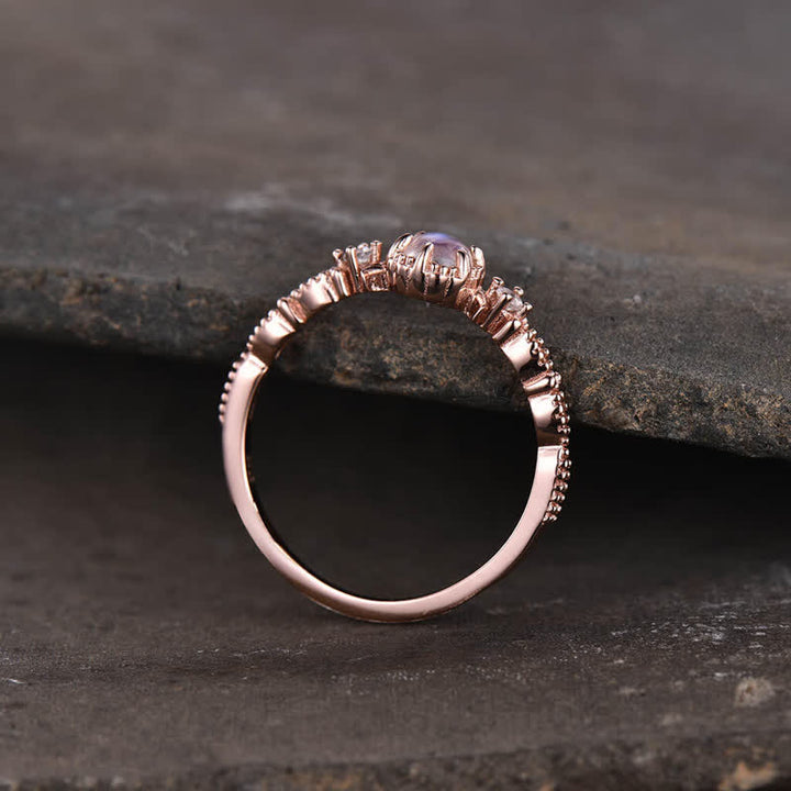 Anello di fidanzamento con tre pietre di luna Olivenorma