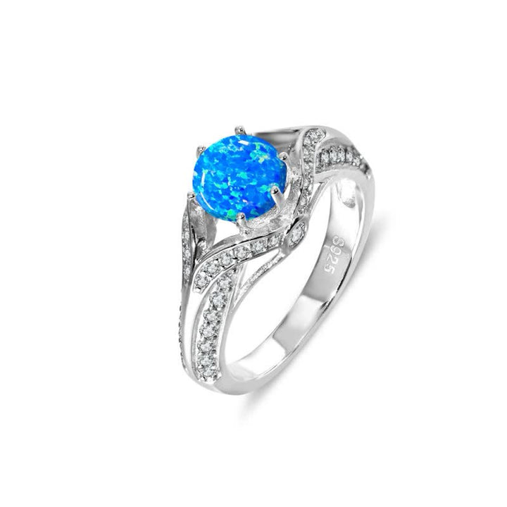 Anello di lusso in opale blu naturale Olivenorma