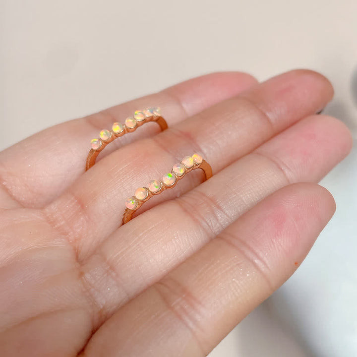 Anello a doppio strato con corona a onda in opale naturale Olivenorma