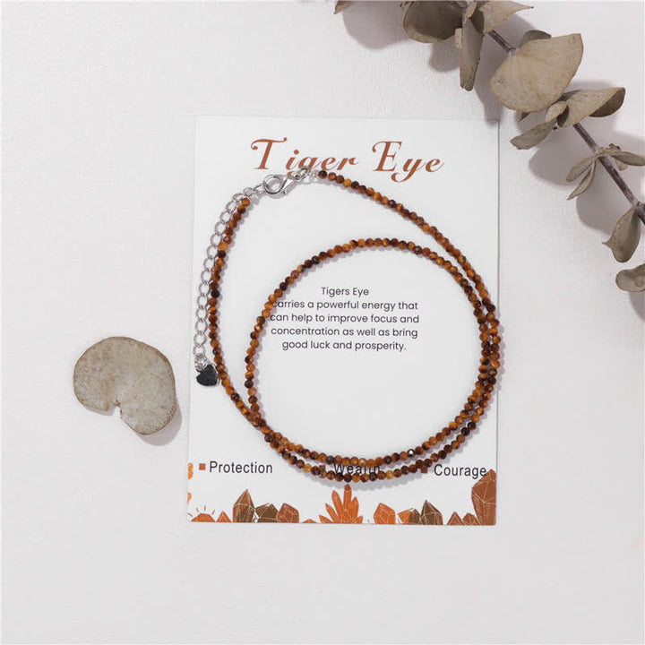 Collana con clavicola sottile in perline di pietra di Olivenorma Card