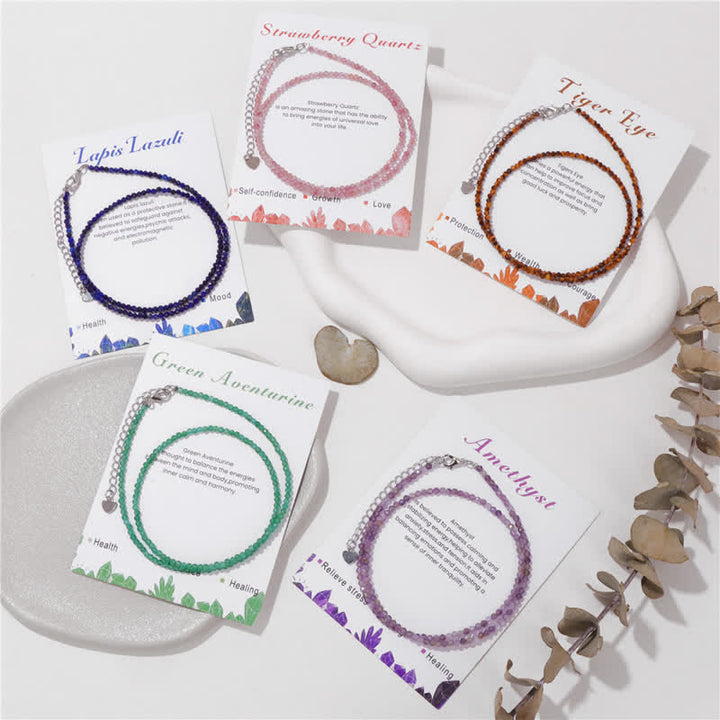 Collana con clavicola sottile in perline di pietra di Olivenorma Card