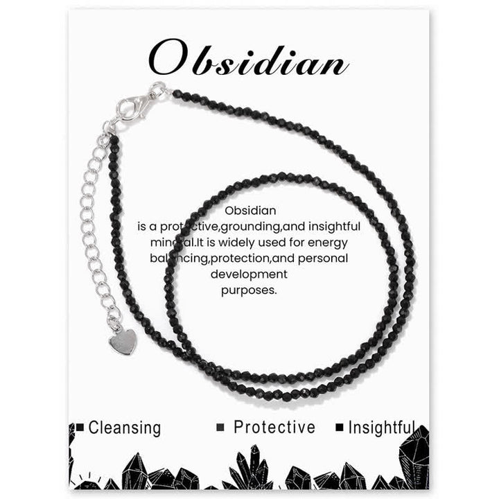 Collana con clavicola sottile in perline di pietra di Olivenorma Card