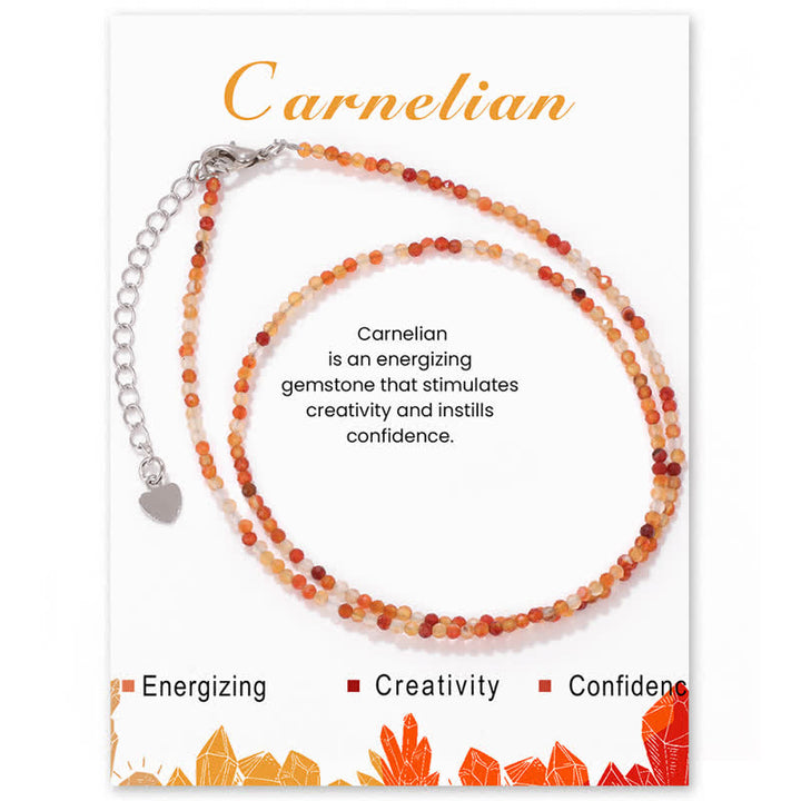 Collana con clavicola sottile in perline di pietra di Olivenorma Card