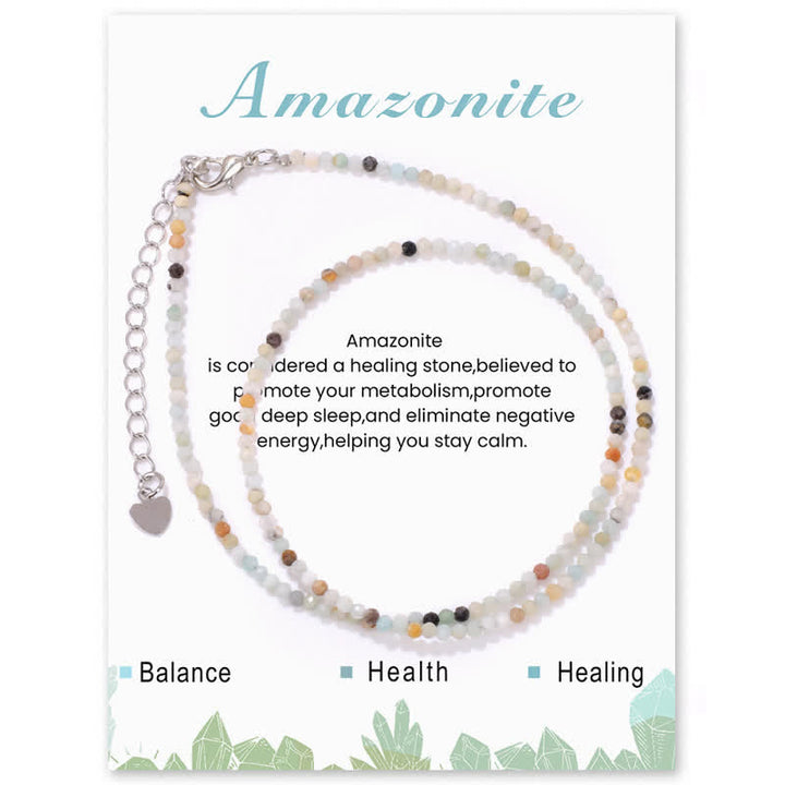 Collana con clavicola sottile in perline di pietra di Olivenorma Card