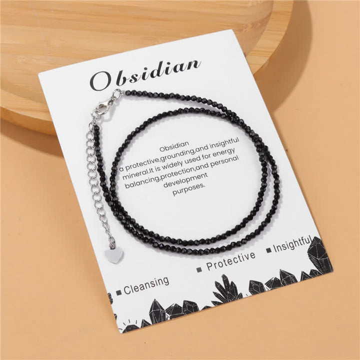 Collana con clavicola sottile in perline di pietra di Olivenorma Card