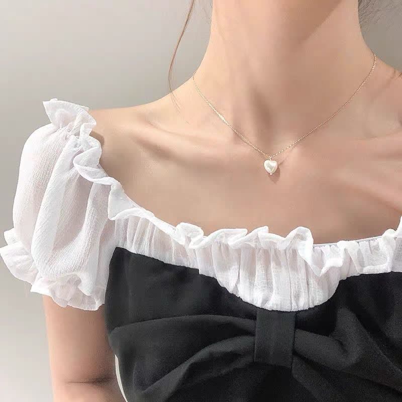 Collana con ciondolo a forma di cuore in zircone bianco opale Olivenorma