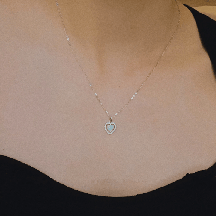 Collana con ciondolo a forma di cuore in zircone bianco opale Olivenorma - Argento - image 1