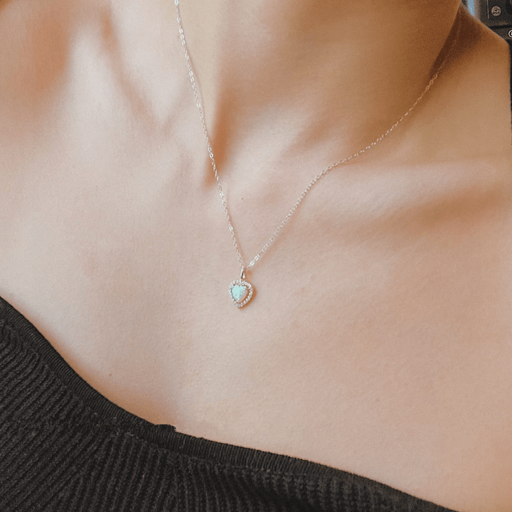 Collana con ciondolo a forma di cuore in zircone bianco opale Olivenorma - image 2