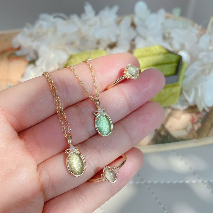 Collana con anello in peridoto naturale Olivenorma