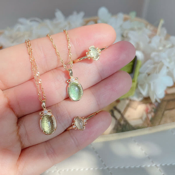 Collana con anello in peridoto naturale Olivenorma