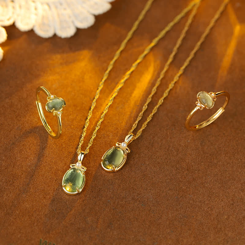 Collana con anello in peridoto naturale Olivenorma