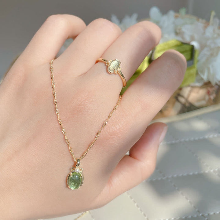 Collana con anello in peridoto naturale Olivenorma