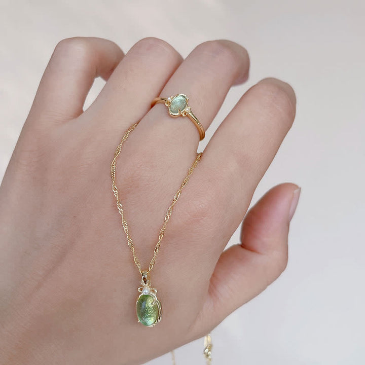 Collana con anello in peridoto naturale Olivenorma