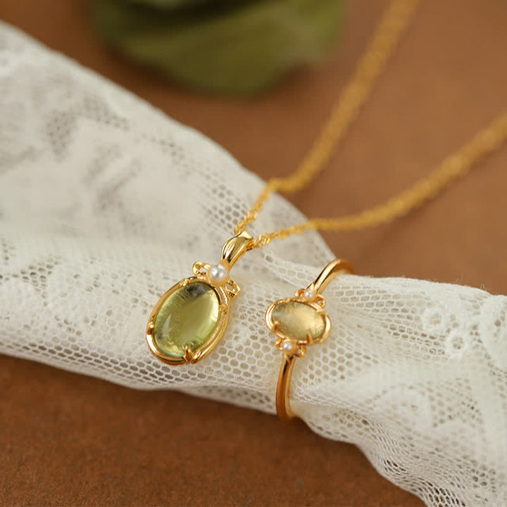 Collana con anello in peridoto naturale Olivenorma