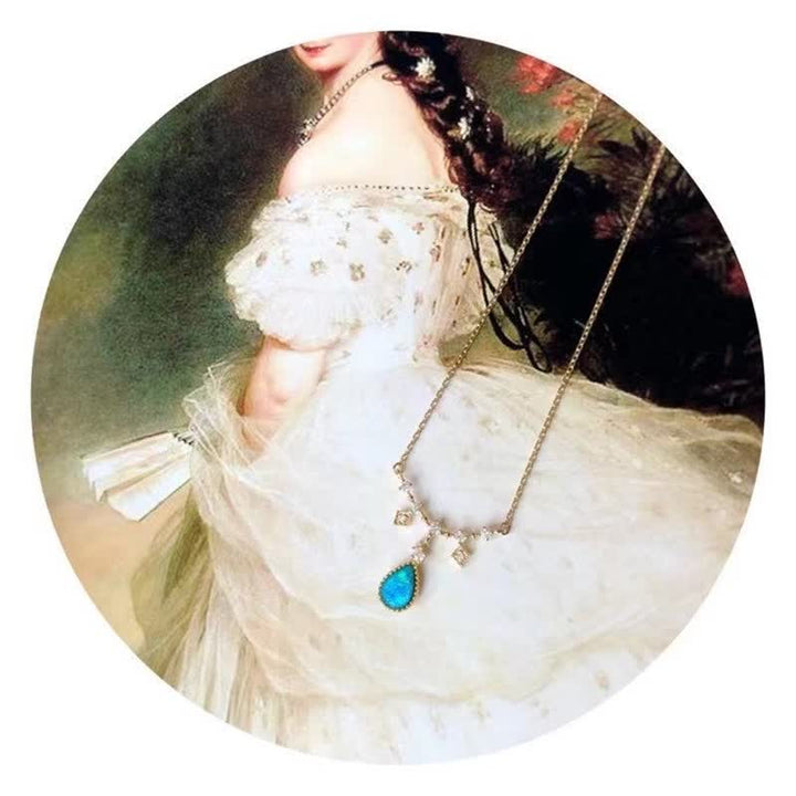 Collana con ciondolo a goccia d'acqua in zircone bianco e blu Olivenorma 