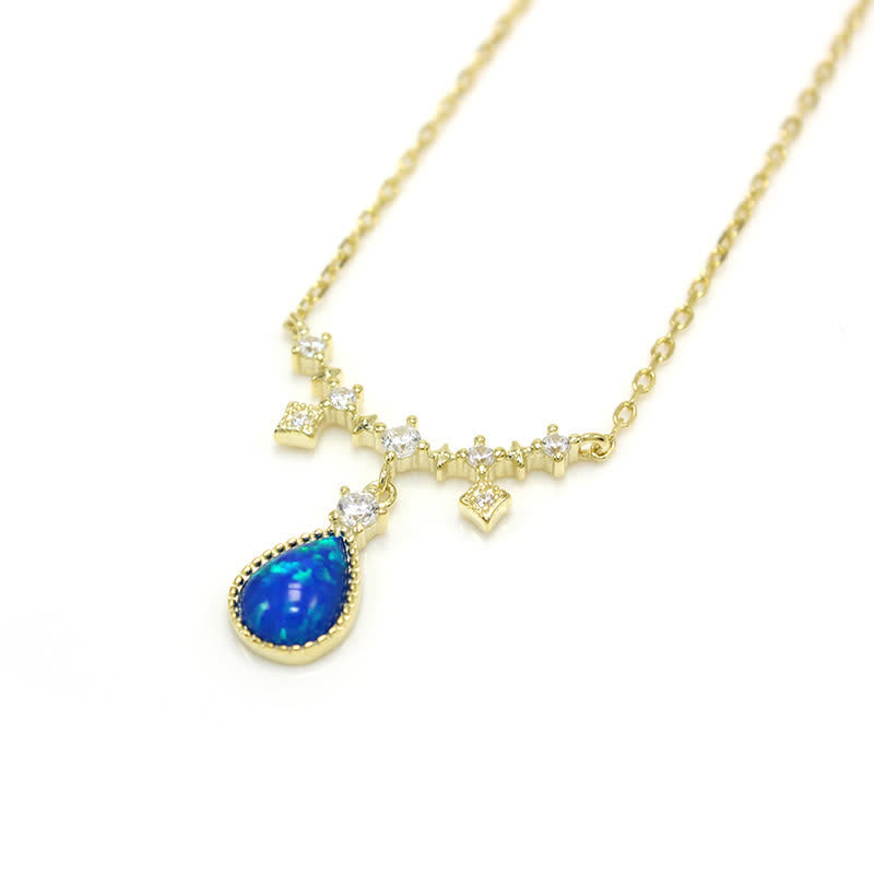 Collana con ciondolo a goccia d'acqua in zircone bianco e blu Olivenorma 