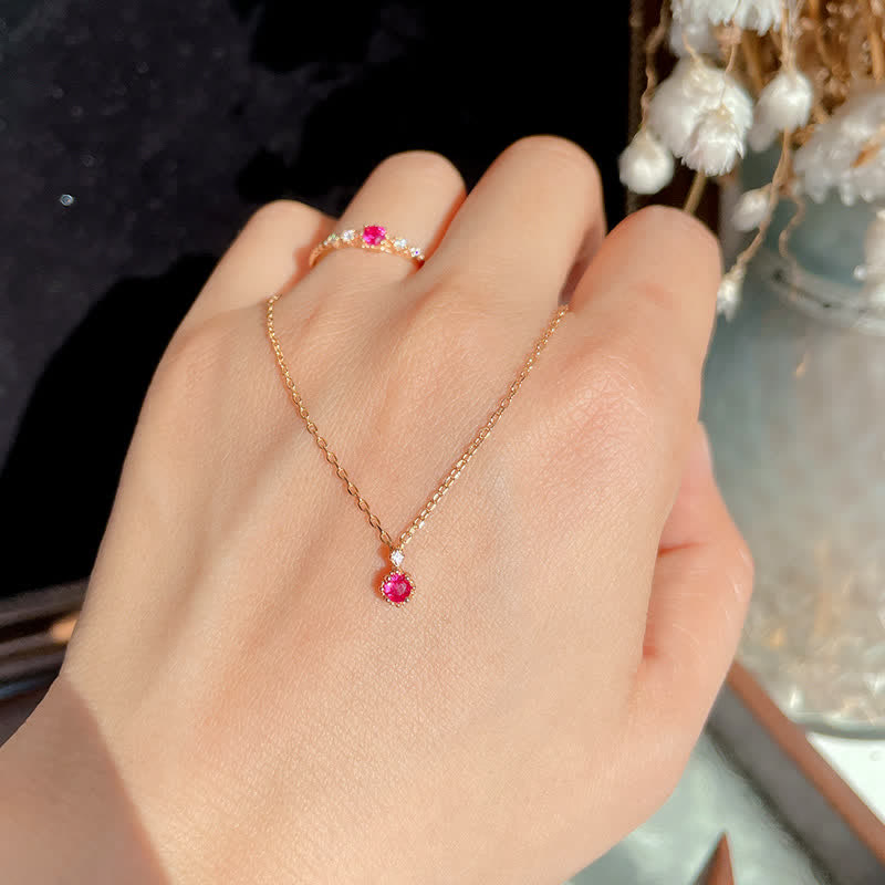 Olivenorma Delicato Anello Granato Orecchini Collana