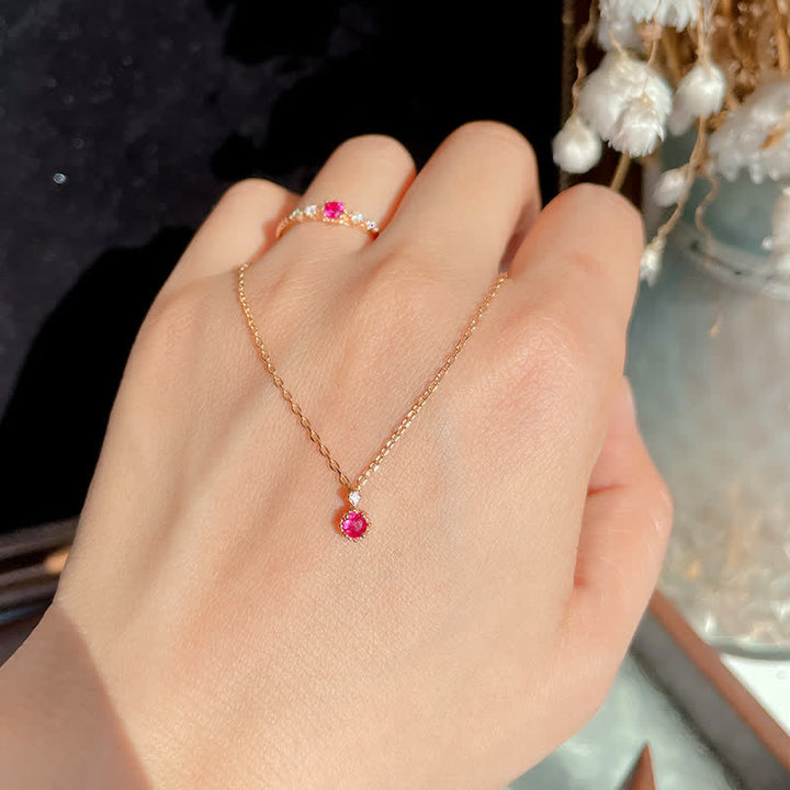 Olivenorma Delicato Anello Granato Orecchini Collana