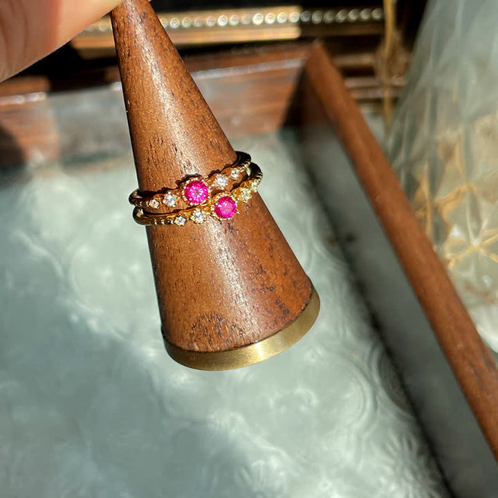 Olivenorma Delicato Anello Granato Orecchini Collana