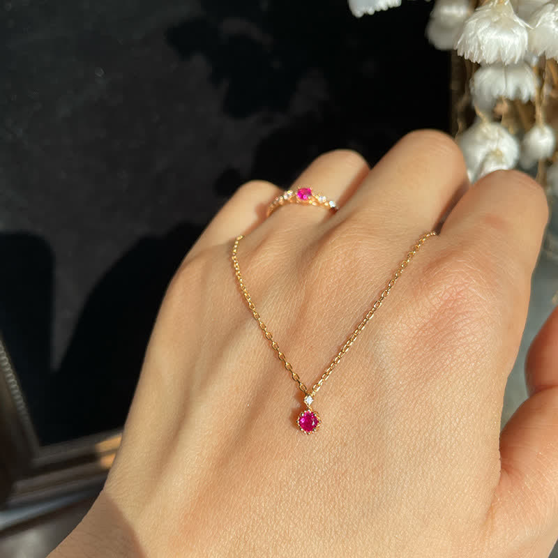 Olivenorma Delicato Anello Granato Orecchini Collana