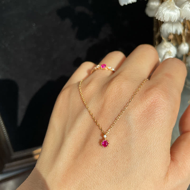 Olivenorma Delicato Anello Granato Orecchini Collana