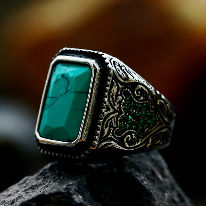 Olivenorma Anello indiano vintage con aquila turchese