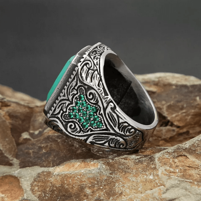 Olivenorma Anello indiano vintage con aquila turchese