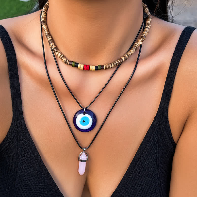 Olivenorma Set di collana con ciondolo albero della vita in pietra naturale