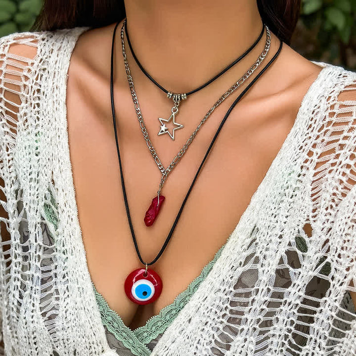 Olivenorma Set di collana con ciondolo albero della vita in pietra naturale