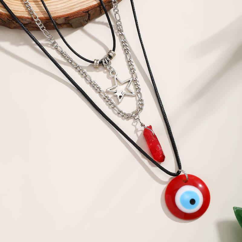 Olivenorma Set di collana con ciondolo albero della vita in pietra naturale
