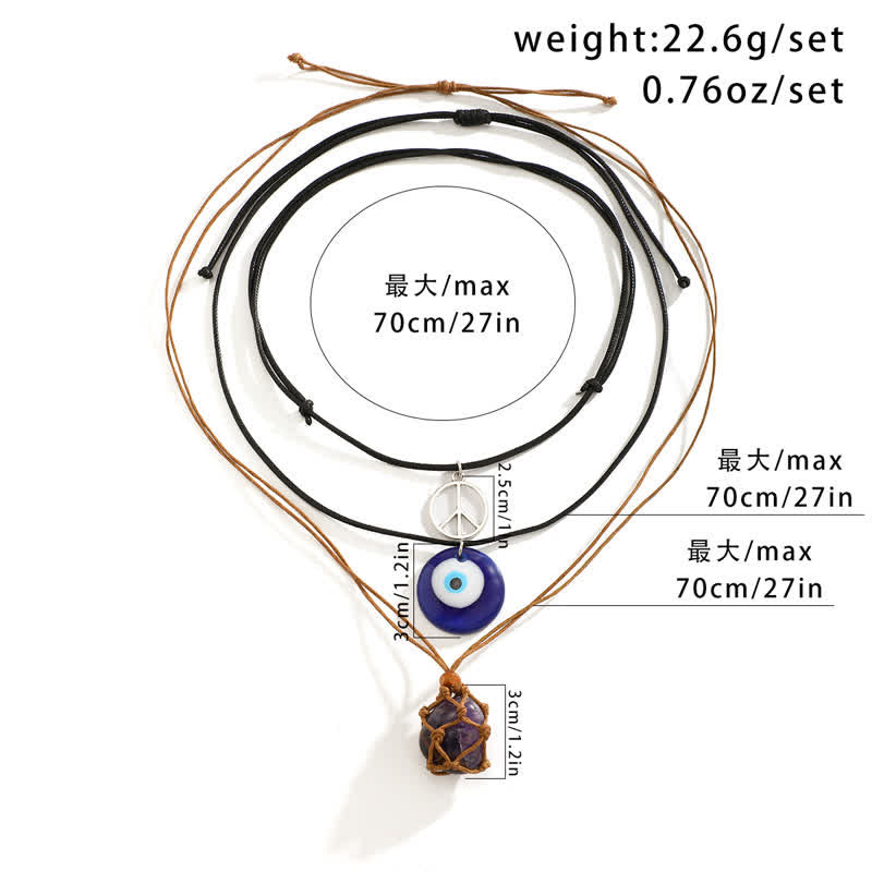 Olivenorma Set di collana con ciondolo albero della vita in pietra naturale