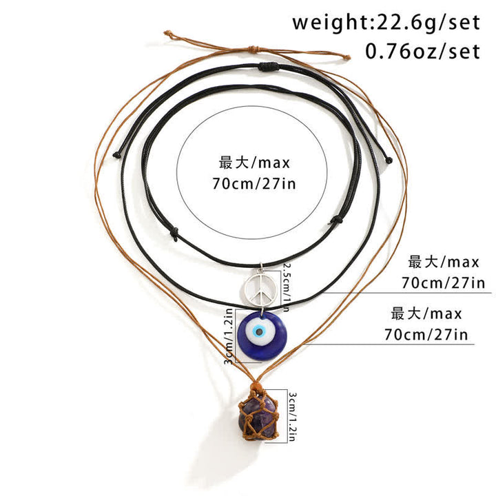 Olivenorma Set di collana con ciondolo albero della vita in pietra naturale