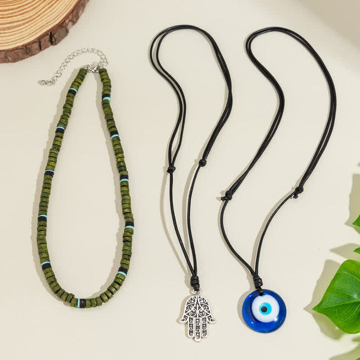 Olivenorma Set di collana con ciondolo albero della vita in pietra naturale
