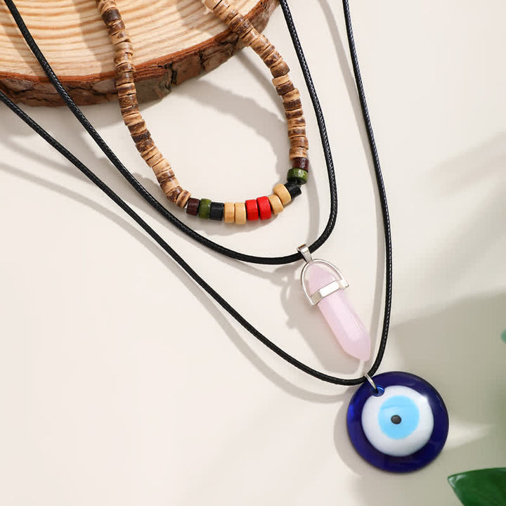 Olivenorma Set di collana con ciondolo albero della vita in pietra naturale