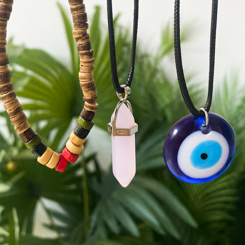 Olivenorma Set di collana con ciondolo albero della vita in pietra naturale