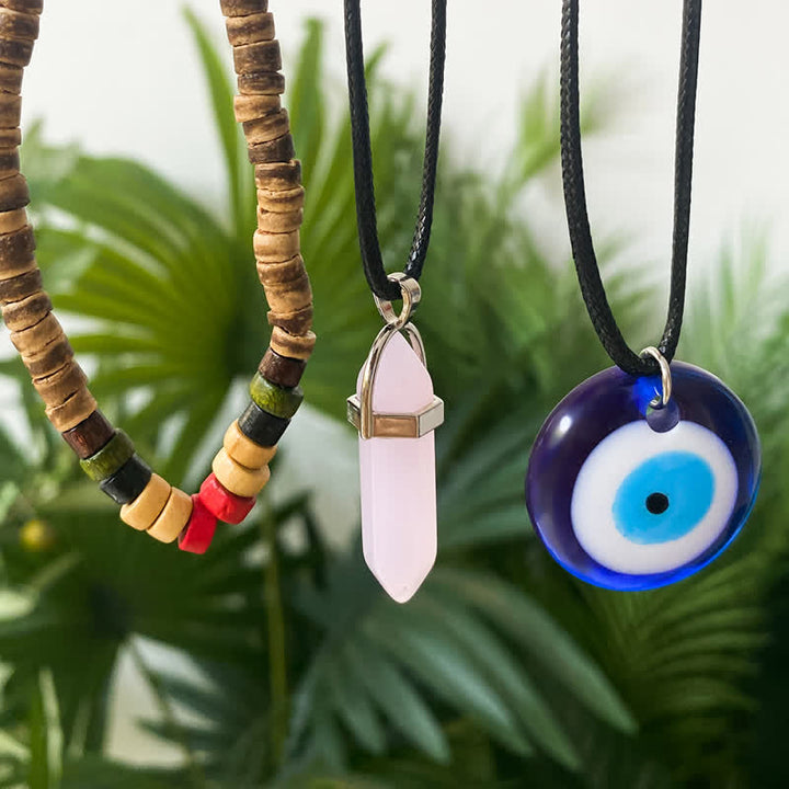 Olivenorma Set di collana con ciondolo albero della vita in pietra naturale