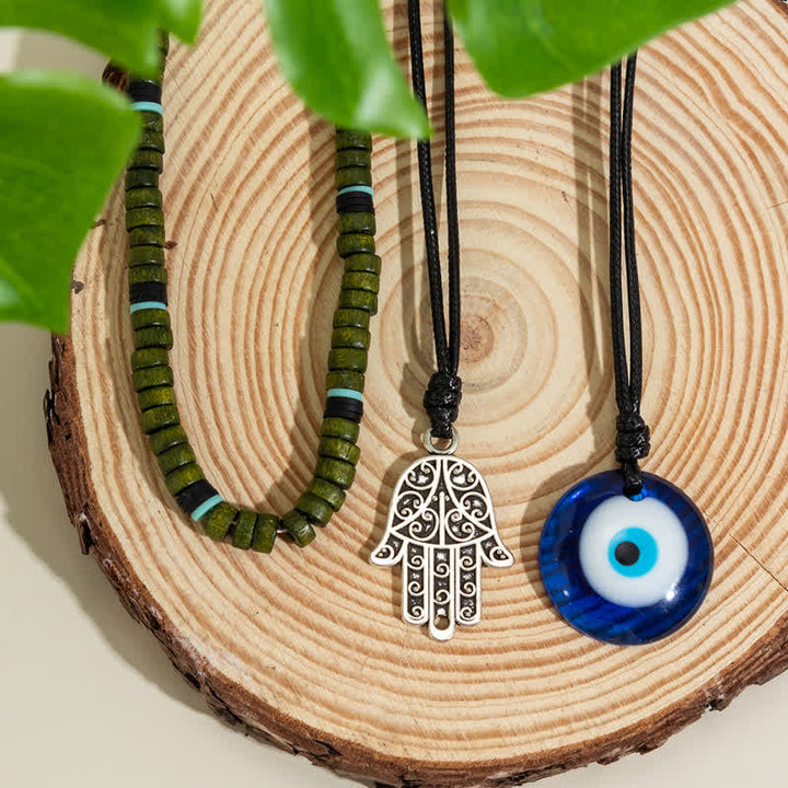 Olivenorma Set di collana con ciondolo albero della vita in pietra naturale