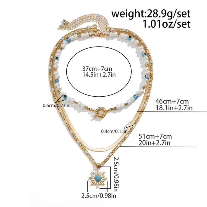 Set di collana con perle d'acqua dolce color turchese Olivenorma e malocchio