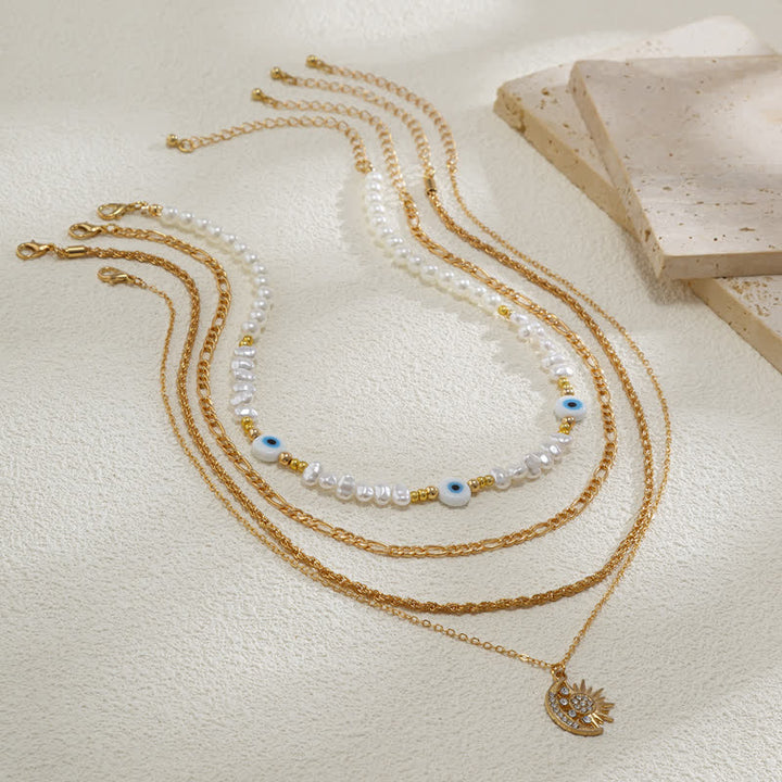 Set di collana con perle d'acqua dolce color turchese Olivenorma e malocchio