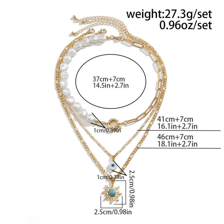 Set di collana con perle d'acqua dolce color turchese Olivenorma e malocchio
